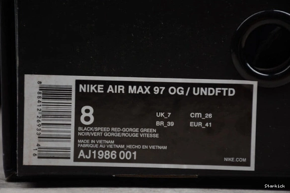 AIR 97 BLACK AJ1986-001 MAX “UNDEFEATED” NIKE 0727